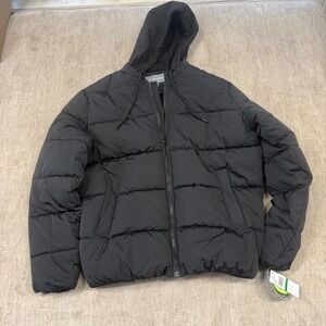 Michael Kors Mens Black Hooded Puffer Jacket Recycled Insulation M69853RS L